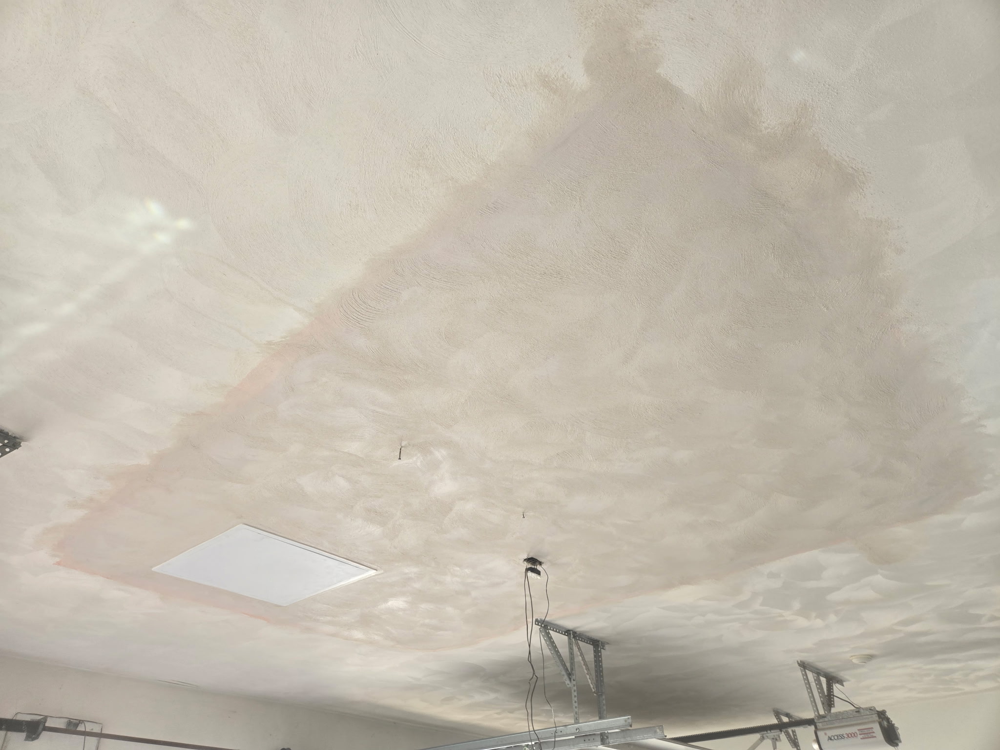 Restored ceiling skimmed and textured to match the original surface